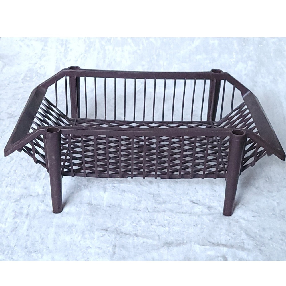 Vtg Brown Plastic Stackable Storage Basket Organizer paper toys office kitchen